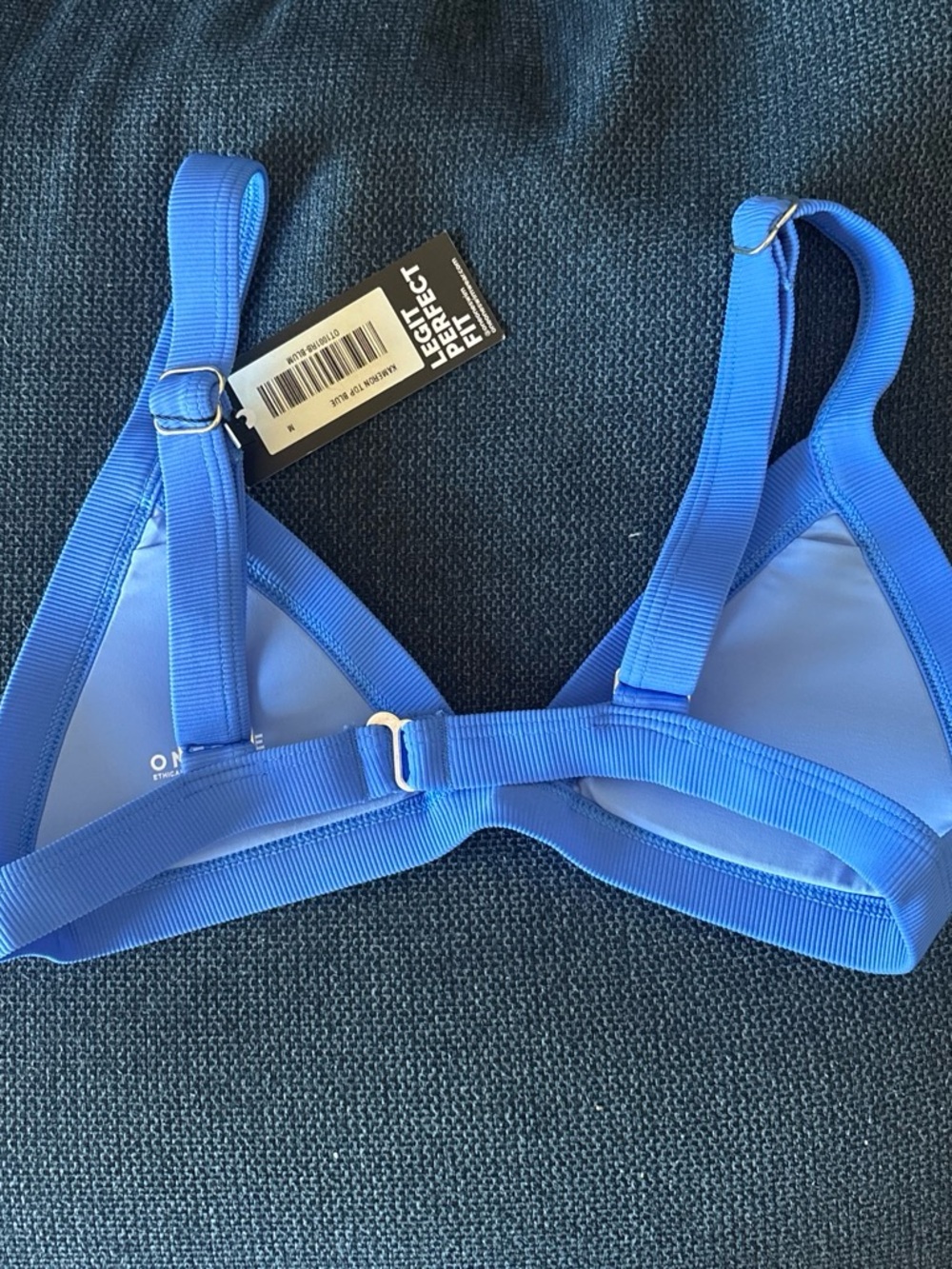 OneOne Blue Ribbed Triangle Bikini Set - Picture 3 of 3